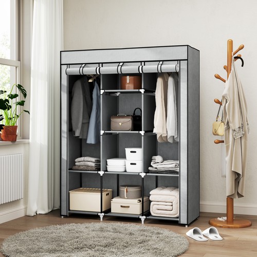 Fabric wardrobe with rails - fabric,