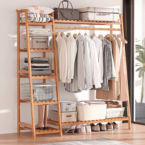 Bamboo wood clothes - bamboo, rail