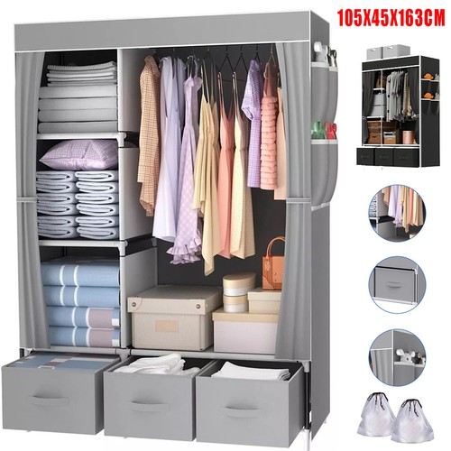 Large fabric canvas wardrobe - canvas,