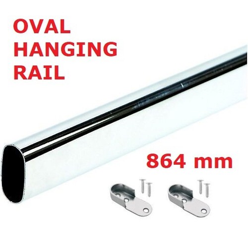 Wardrobe rail oval chrome - wardrobe,